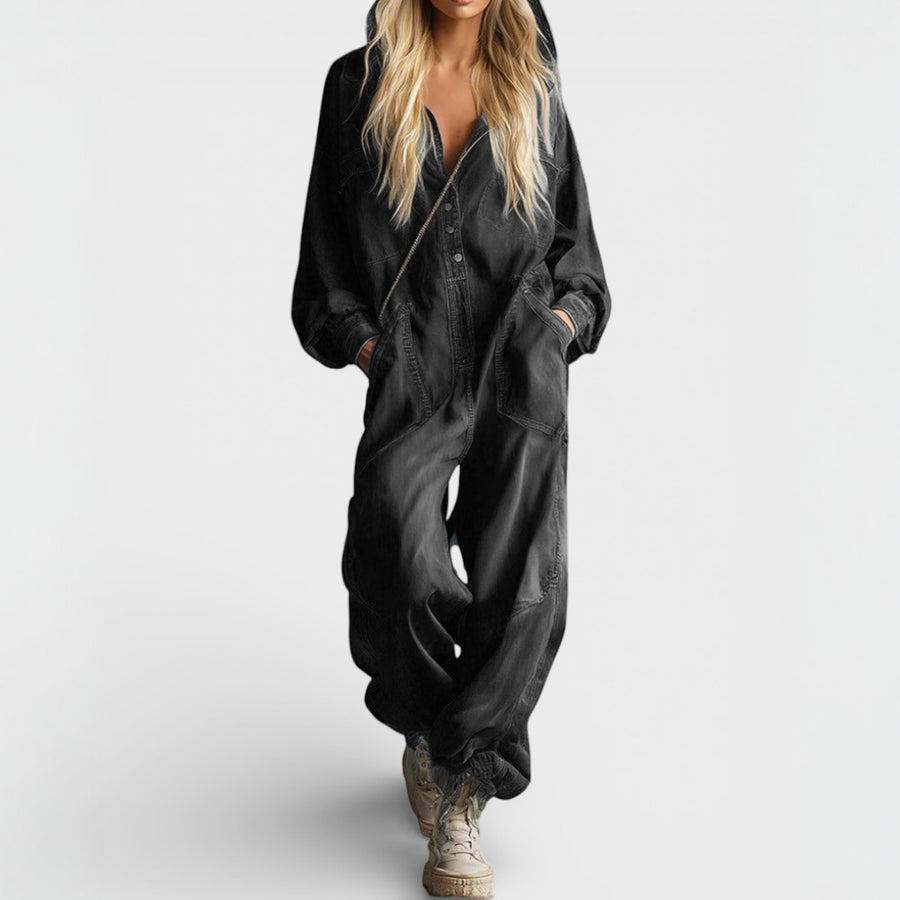Delilah | Long Sleeve Hooded Jumpsuit with Pockets