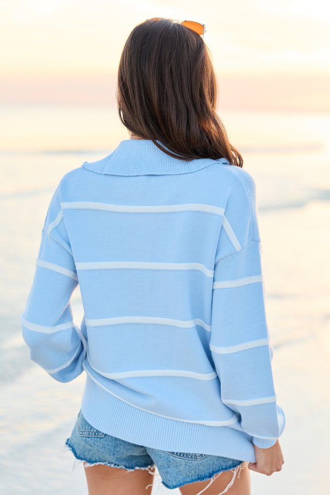 Sunday Stripe Club Light Blue Quarter Zip