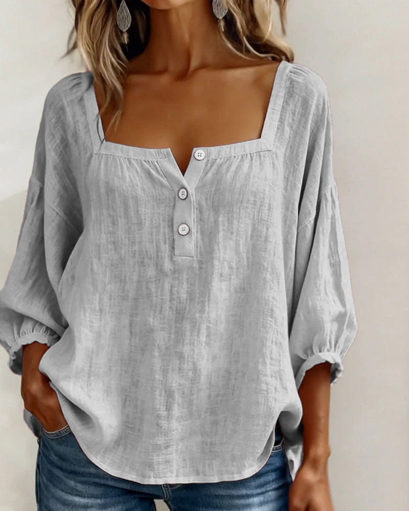 Elise | Square Neck Long Sleeve Blouse