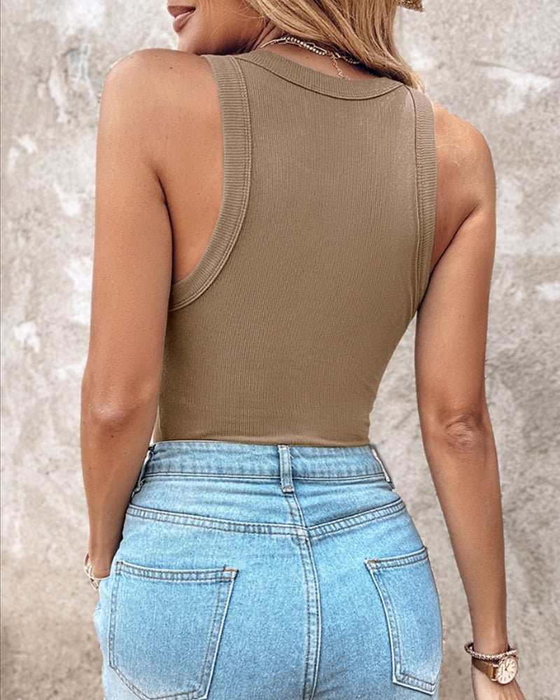 Built-in Bra Ribbed Tank Top