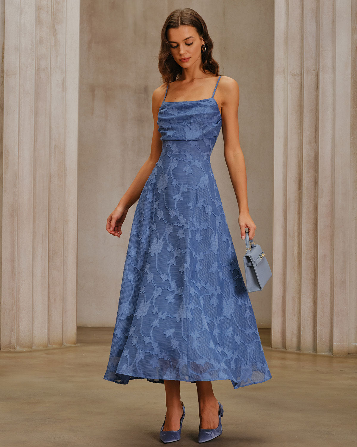 The Vittore Blue Jacquard Dress