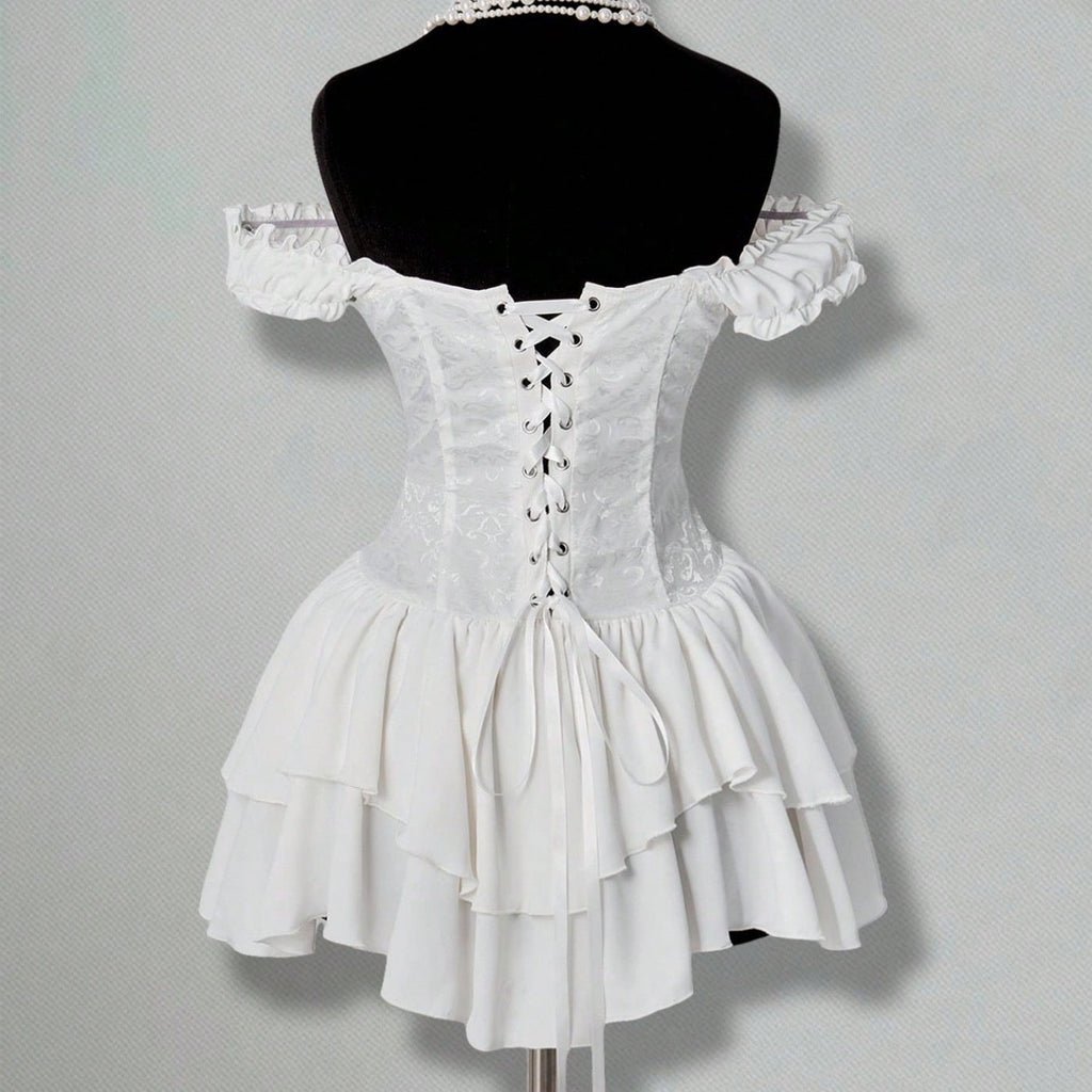 Esther Off-Shoulder Corset Ruffle Mini Dress