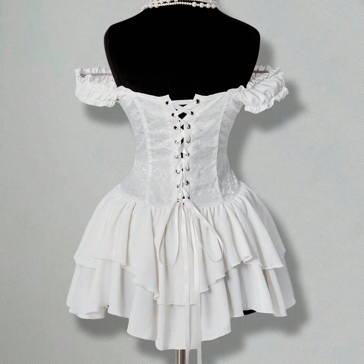 Esther Off-Shoulder Corset Ruffle Mini Dress