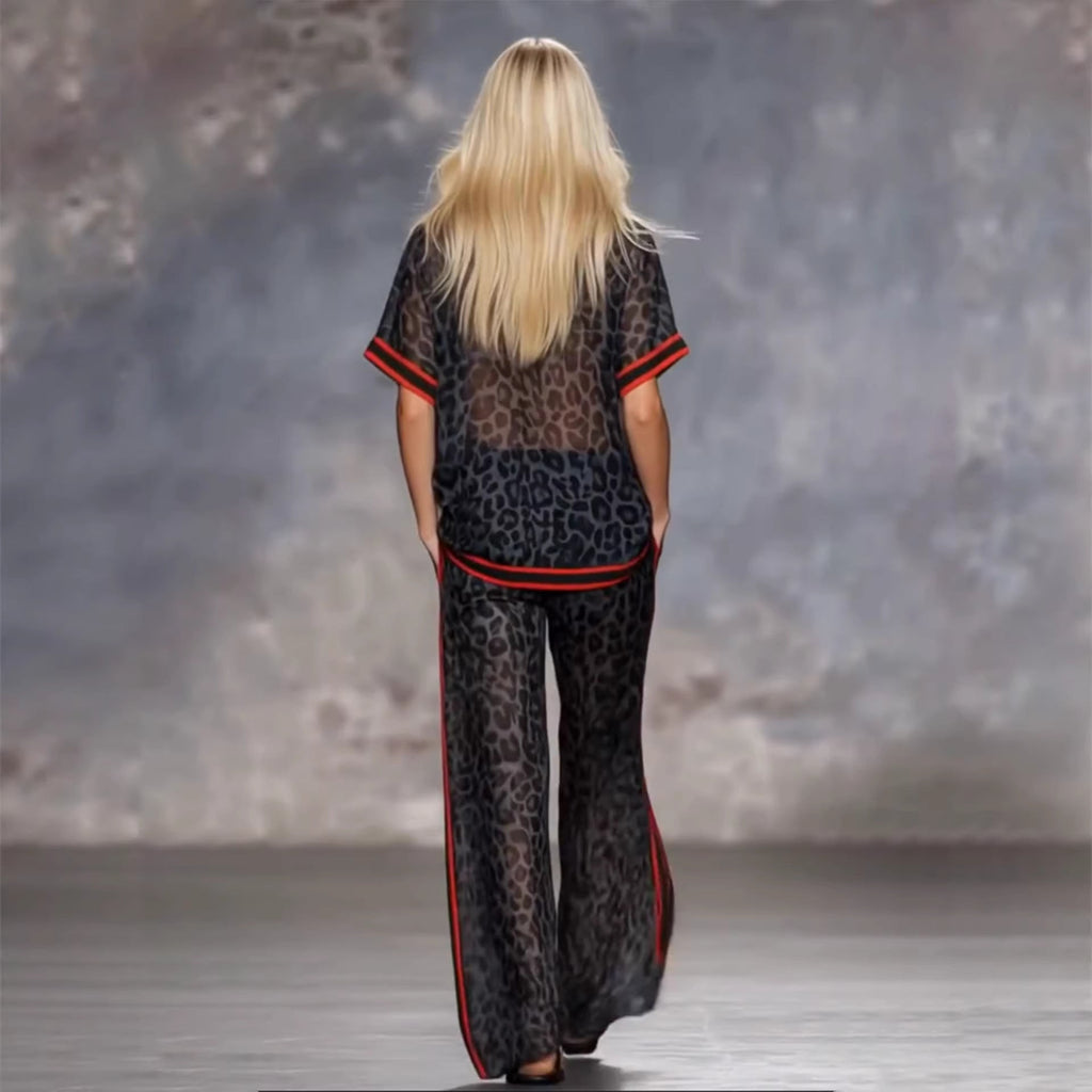 Leopard Sheer Palazzo Suit