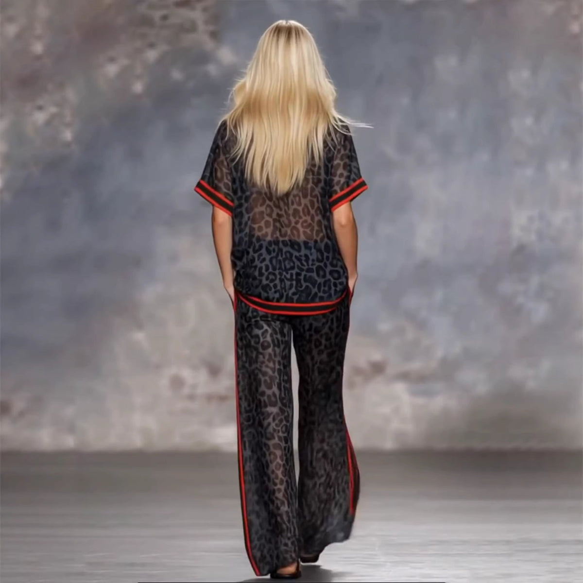 Leopard Sheer Palazzo Suit