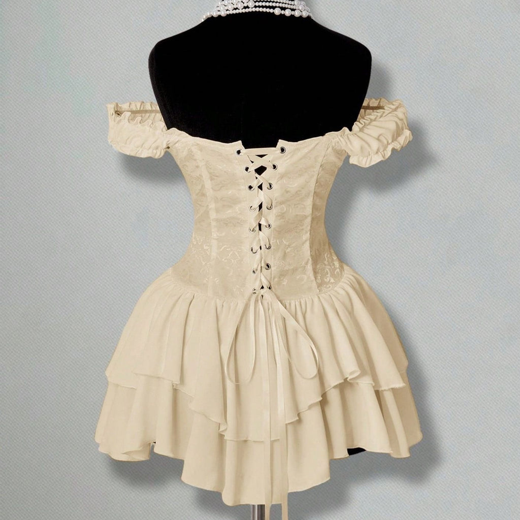 Esther Off-Shoulder Corset Ruffle Mini Dress