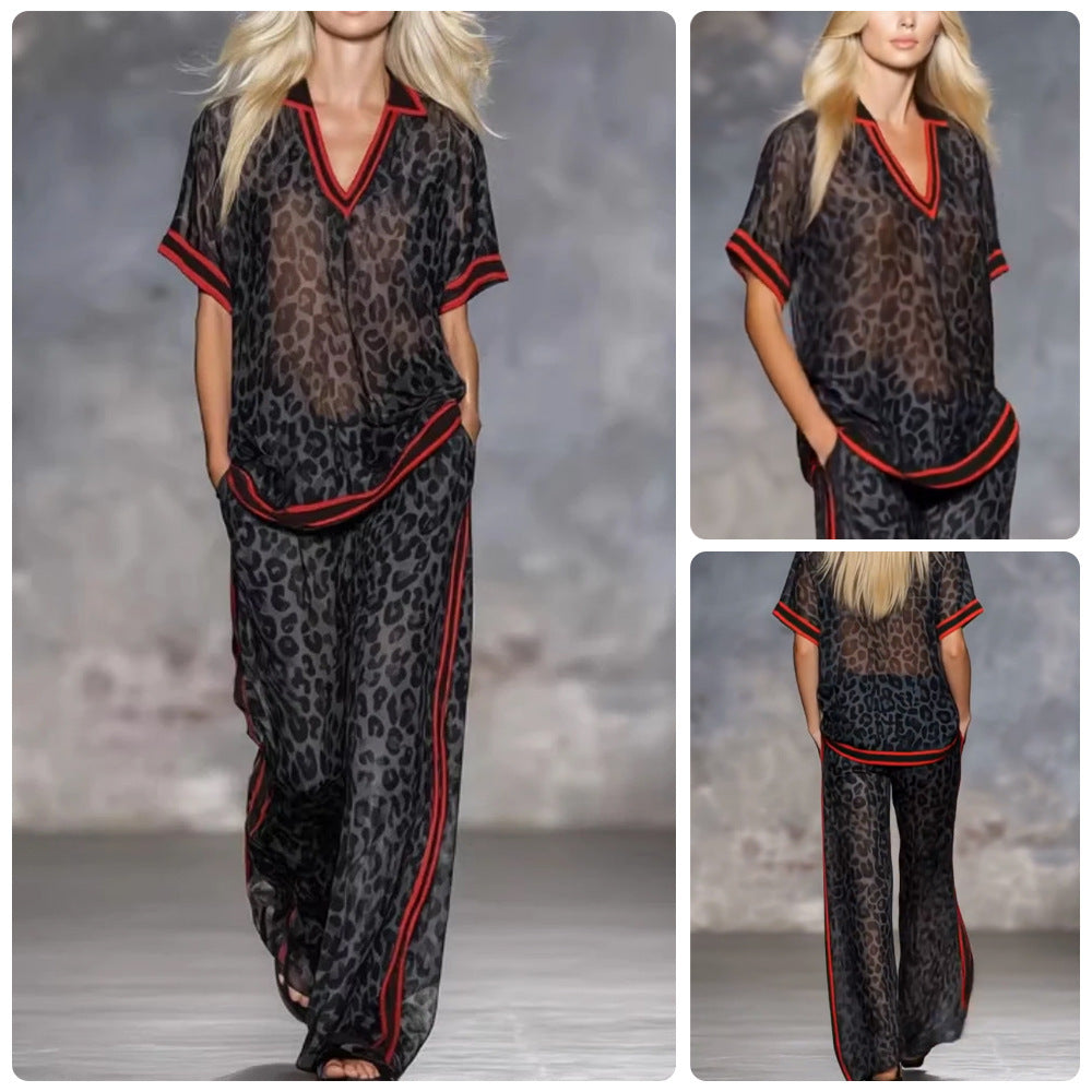 Leopard Sheer Palazzo Suit