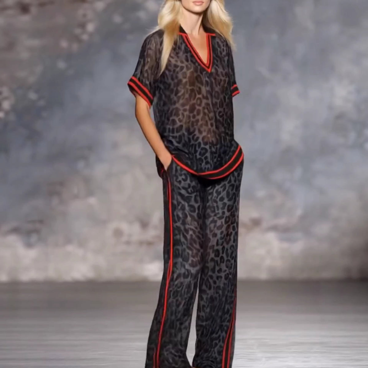 Leopard Sheer Palazzo Suit