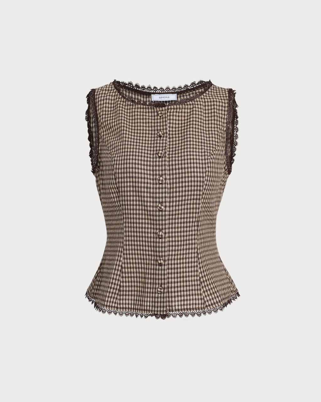 Brown Plaid Single Breasted Vest