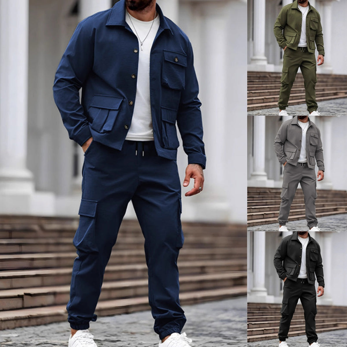 Retro Jacket & Cargo Pants 2-Piece Set