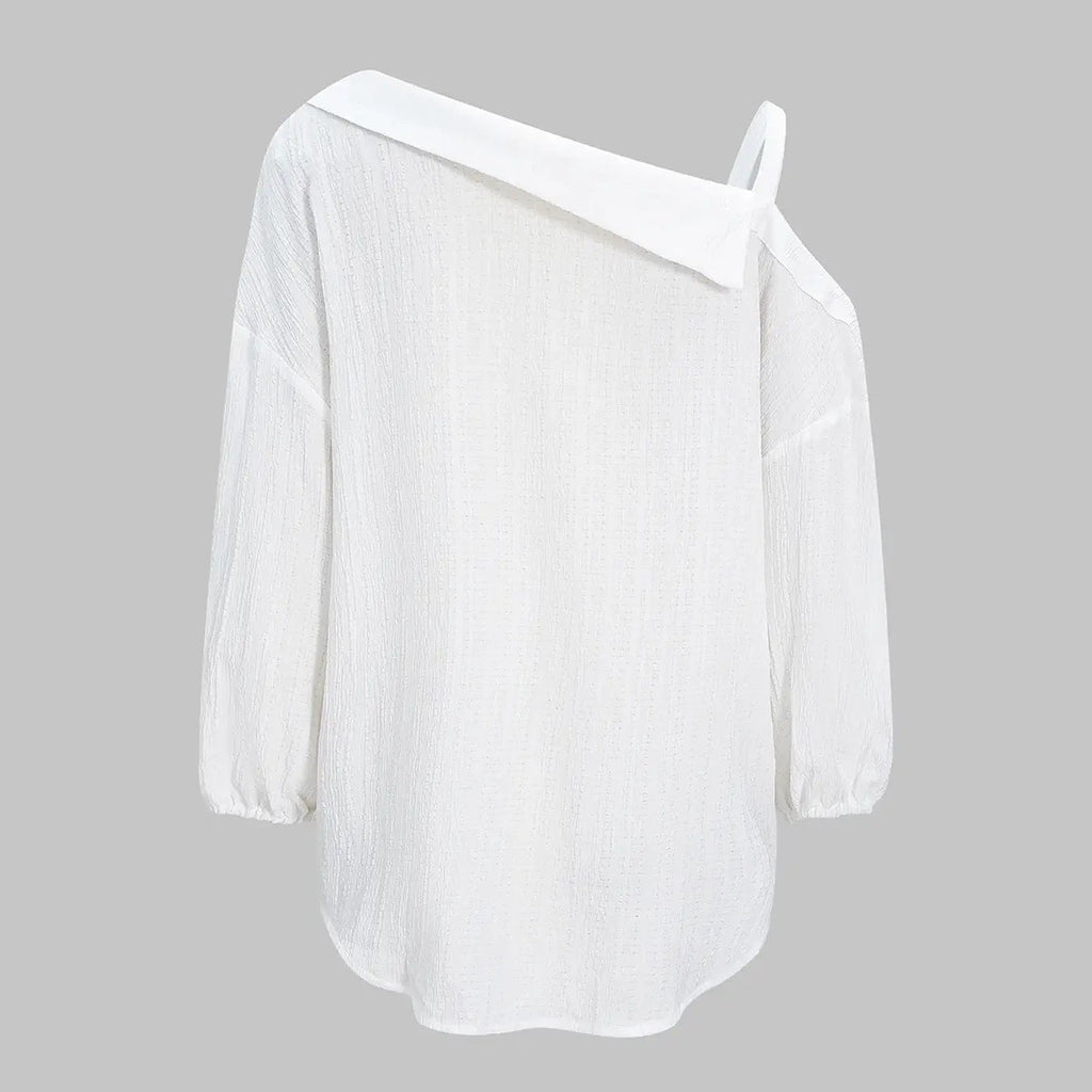 Victoria Asymmetric Cold Shoulder Textured Blouse