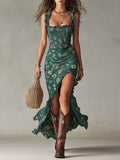 Maya | Boho Retro High Slit Maxi Dress