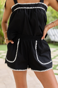 Ava Black Scallop Trim Shorts