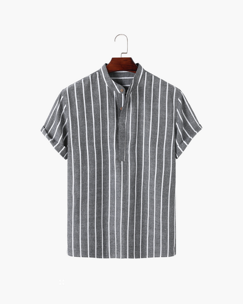 BARI | STRIPED MANDARIN COLLAR POLO