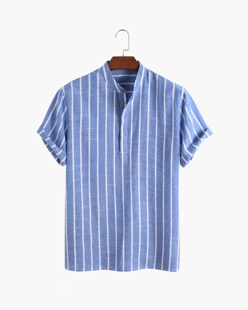 BARI | STRIPED MANDARIN COLLAR POLO