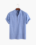 BARI | STRIPED MANDARIN COLLAR POLO