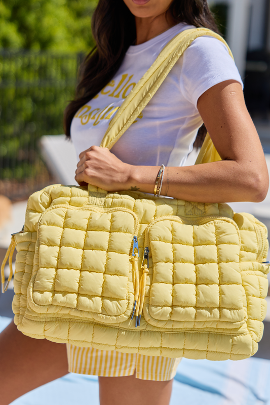 Haylie Butter Yellow Quilted Weekender Bag