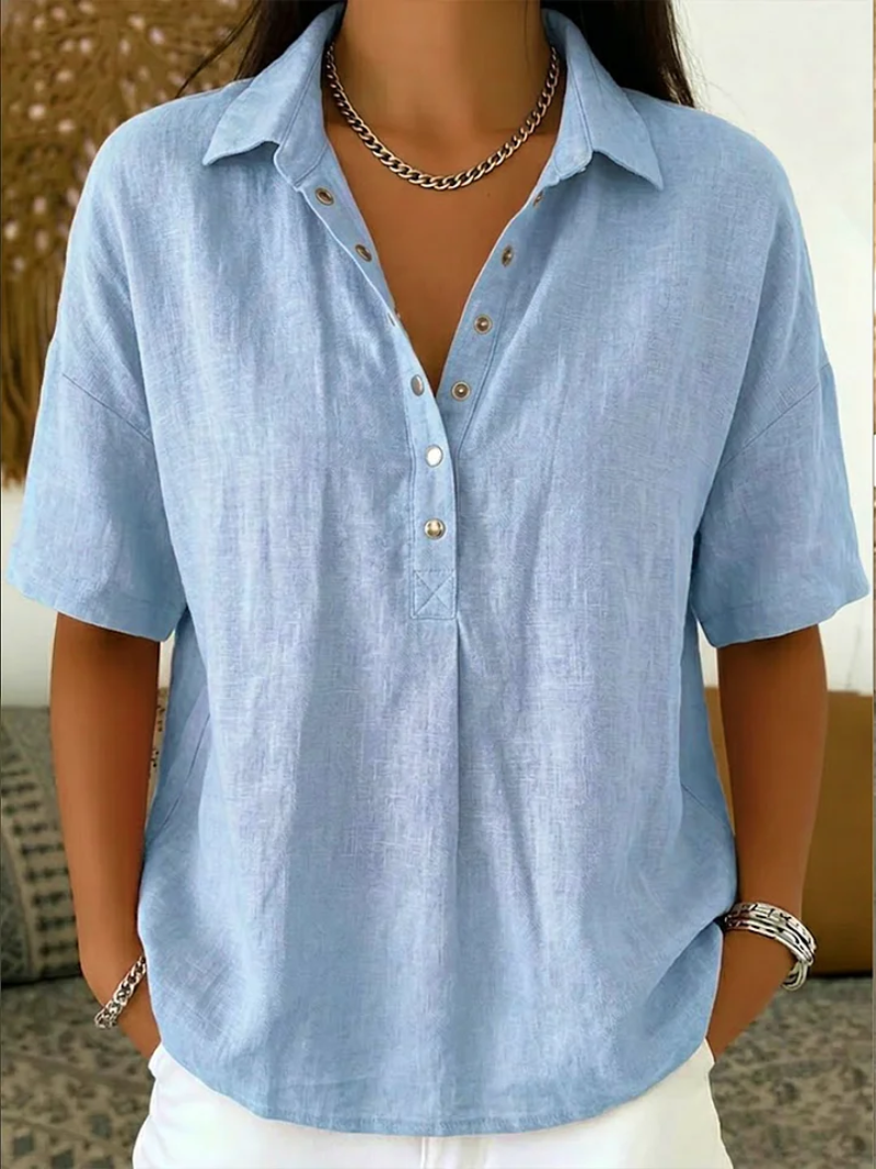 Blouse with Collar and Button