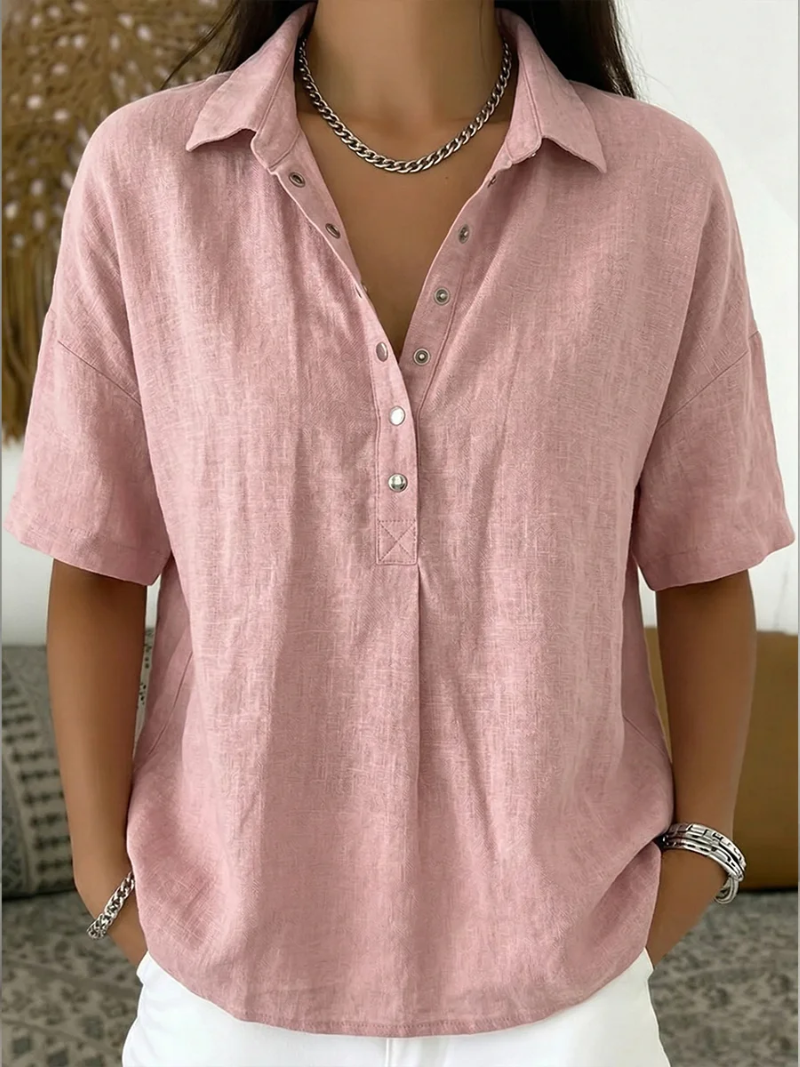 Blouse with Collar and Button