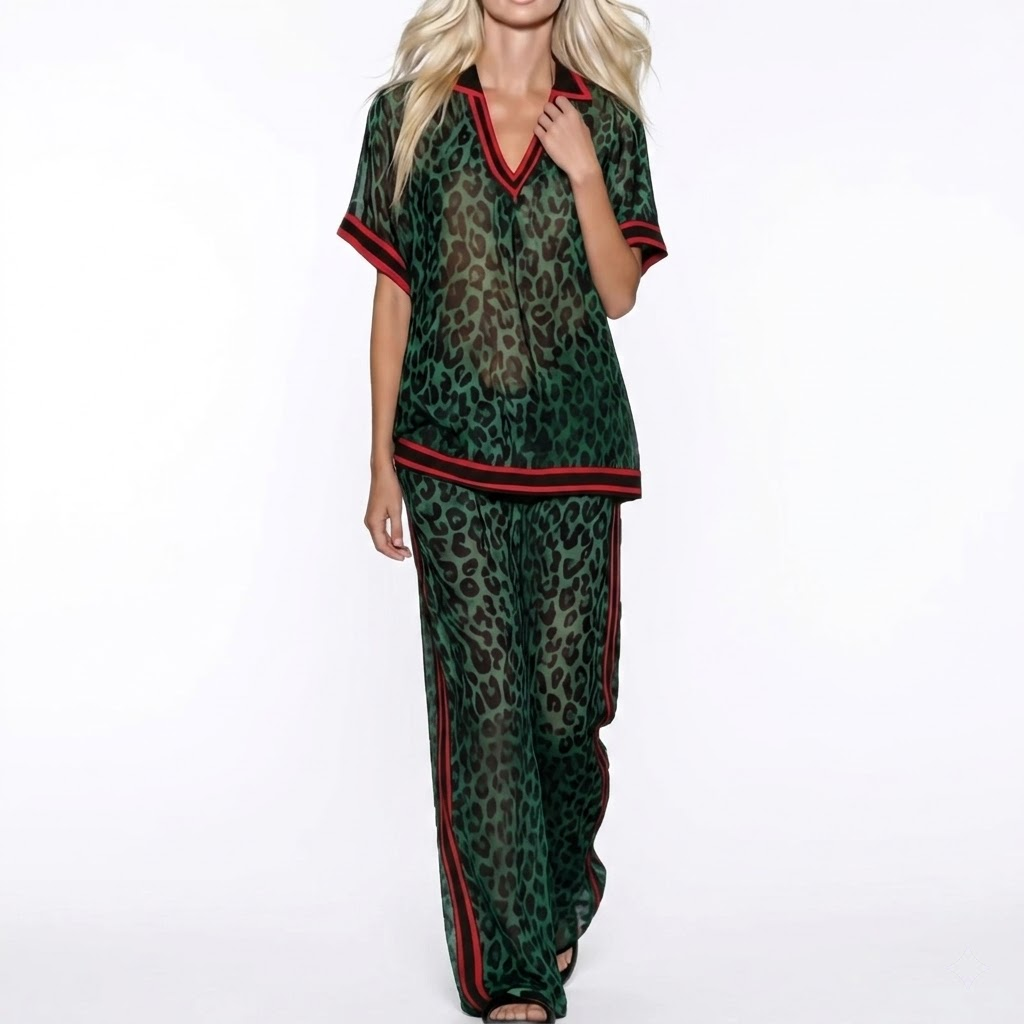 Leopard Sheer Palazzo Suit