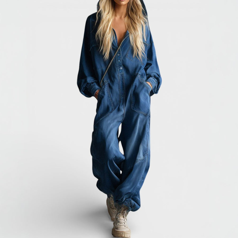 Delilah | Long Sleeve Hooded Jumpsuit with Pockets