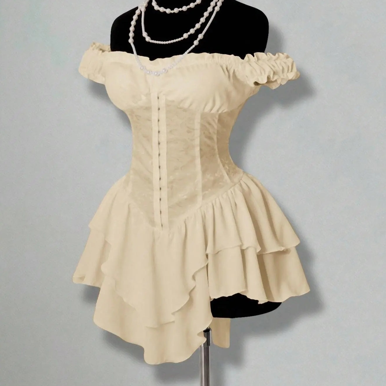 Esther Off-Shoulder Corset Ruffle Mini Dress