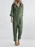 Long-Sleeved Cotton Polyester Jumpsuit for Office