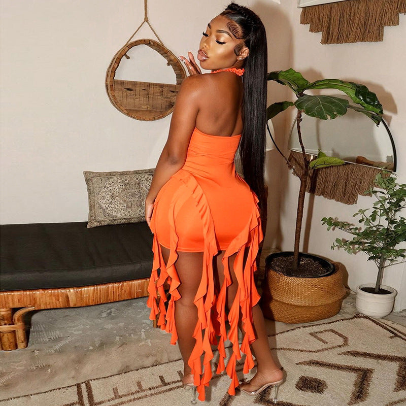 Kayla Fringed Halter Bodycon Mini