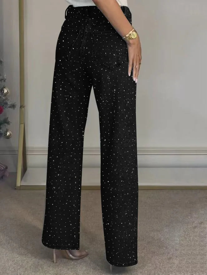 Womens Rhinestone Denim Jeans