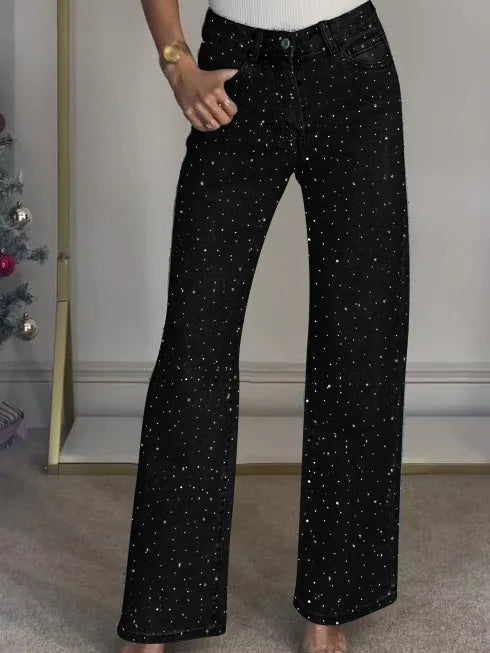 Womens Rhinestone Denim Jeans