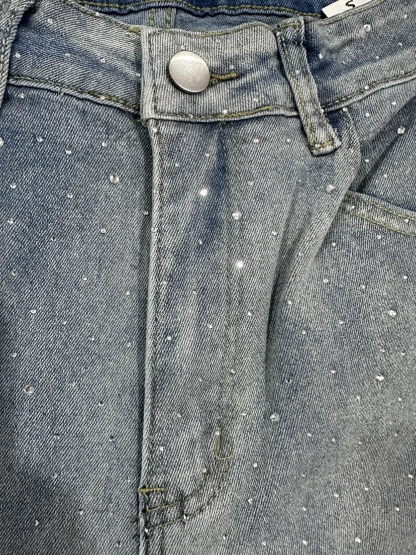 Womens Rhinestone Denim Jeans