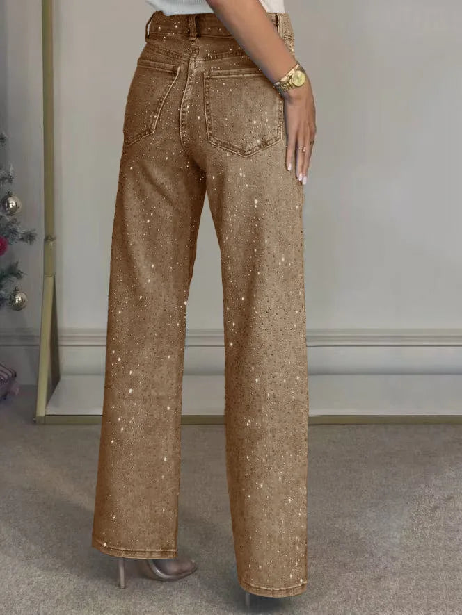 Womens Rhinestone Denim Jeans
