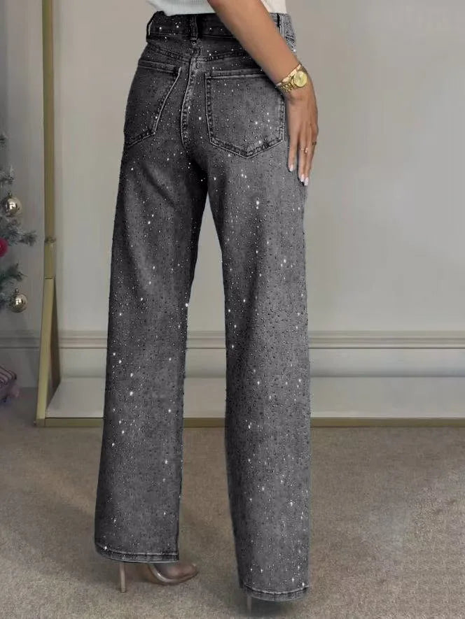 Womens Rhinestone Denim Jeans