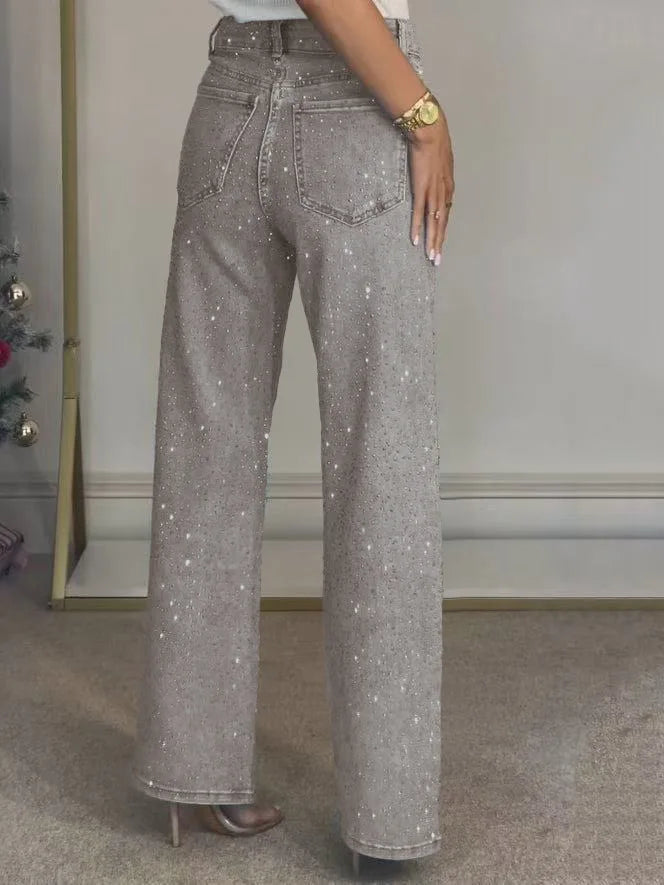 Womens Rhinestone Denim Jeans