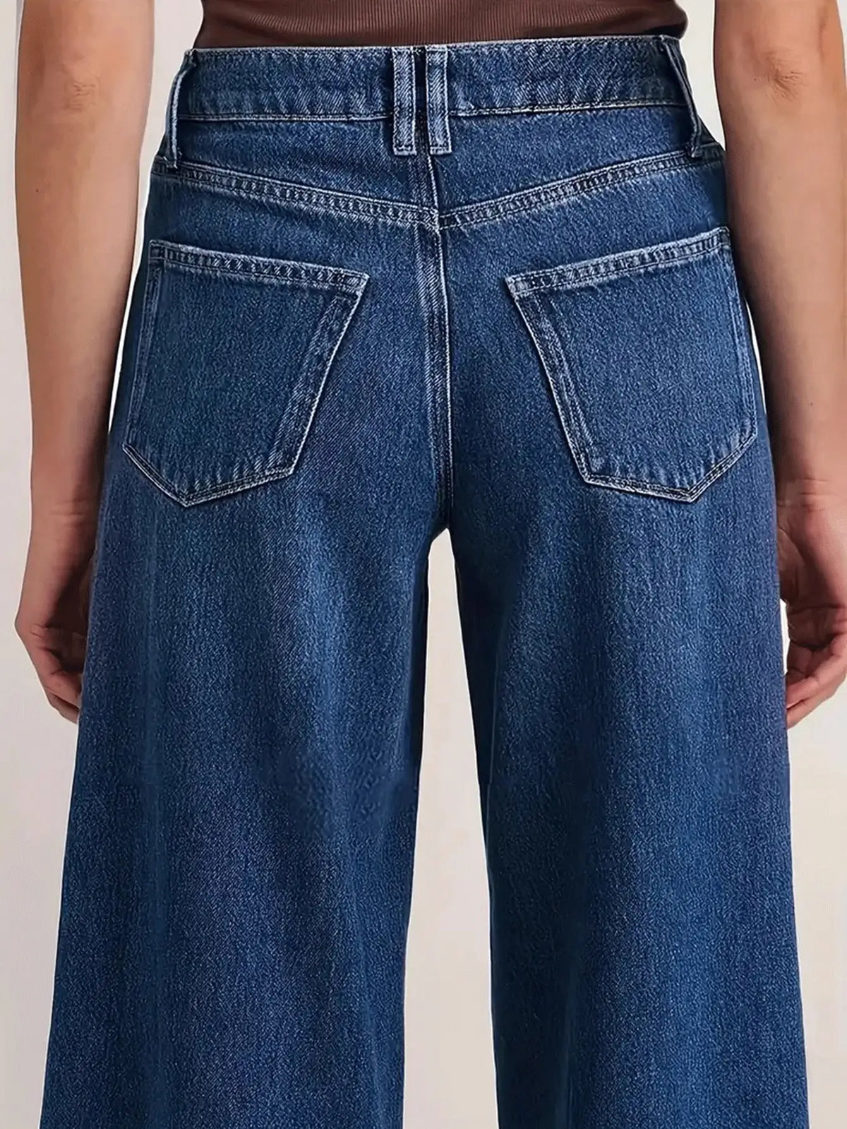 Deep Blue Wide-Leg Denim Jeans
