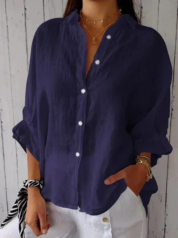 Stylish Women Blouse With V Neckline And Bow