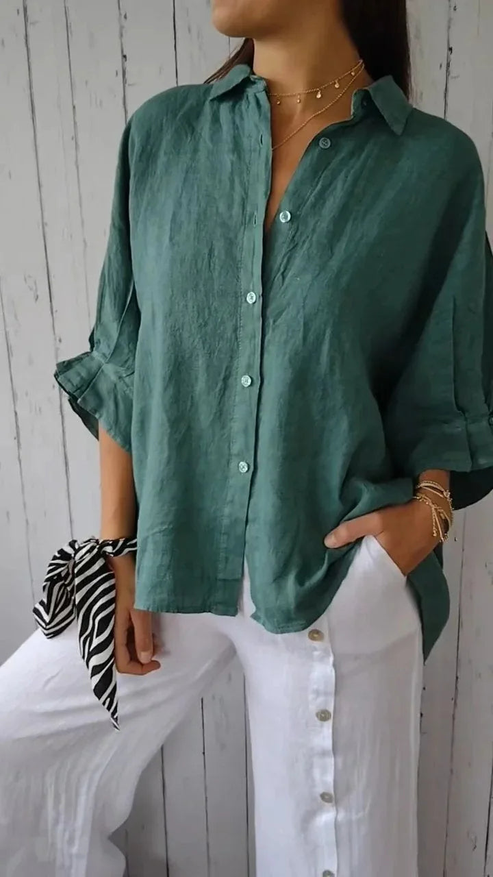 Stylish Women Blouse With V Neckline And Bow