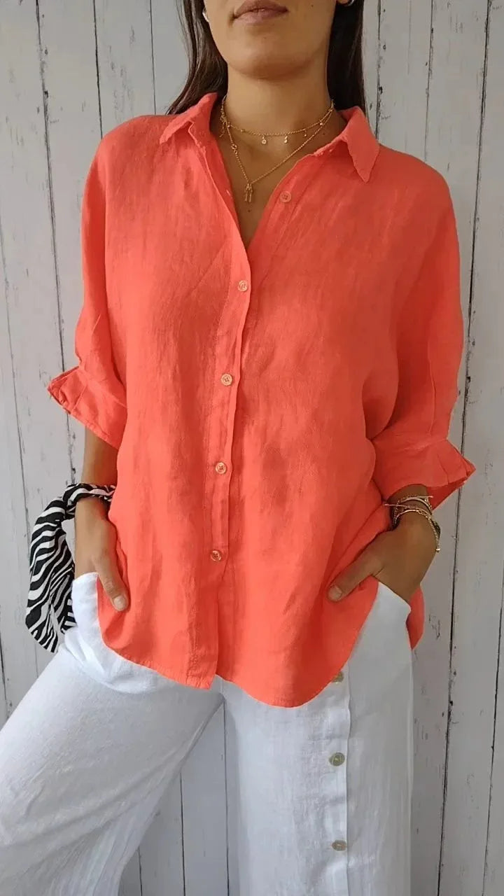 Stylish Women Blouse With V Neckline And Bow