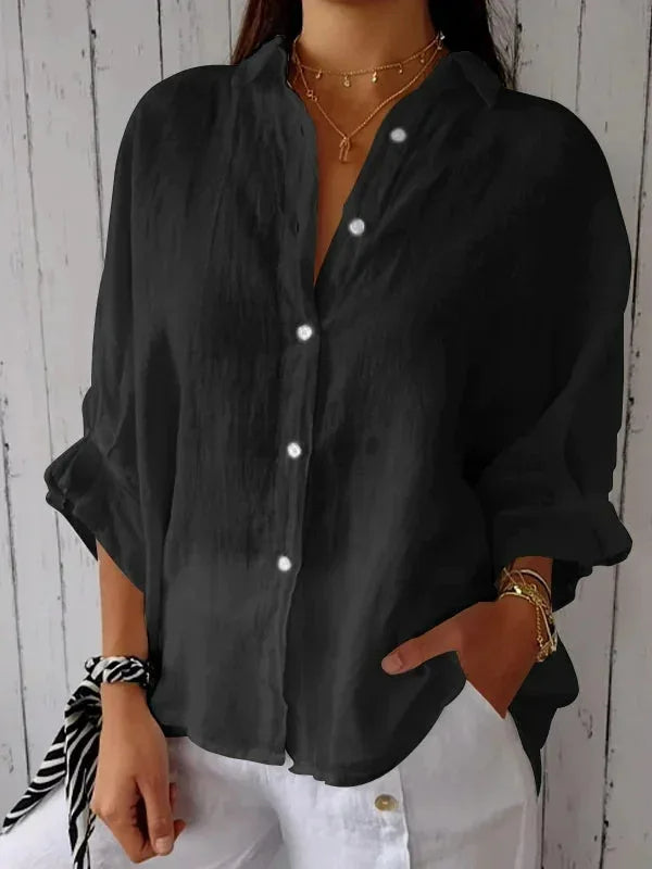 Stylish Women Blouse With V Neckline And Bow