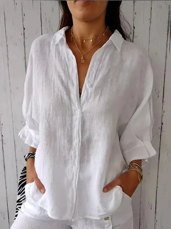 Stylish Women Blouse With V Neckline And Bow