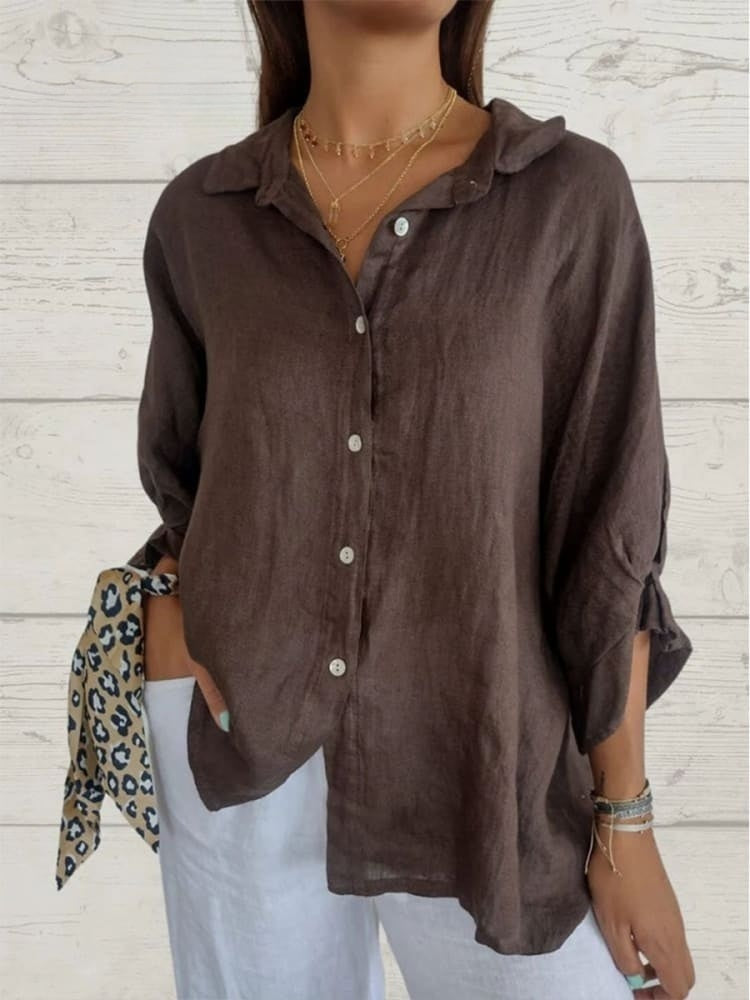 Stylish Women Blouse With V Neckline And Bow