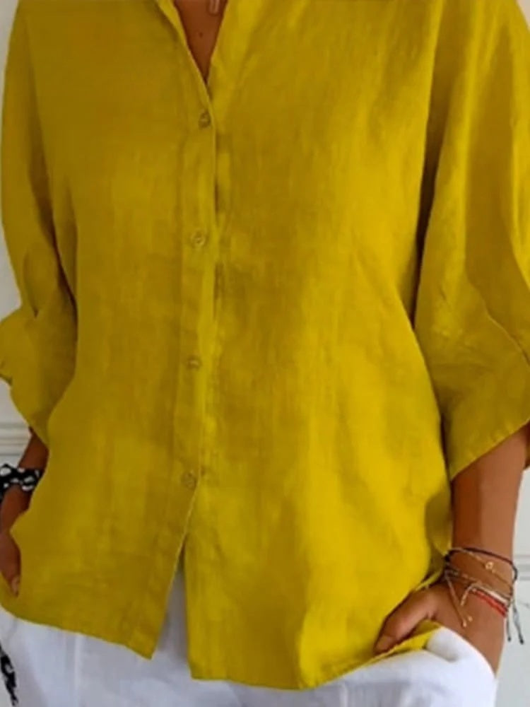 Stylish Women Blouse With V Neckline And Bow