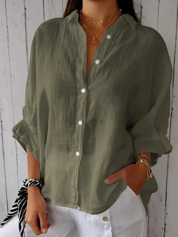 Stylish Women Blouse With V Neckline And Bow