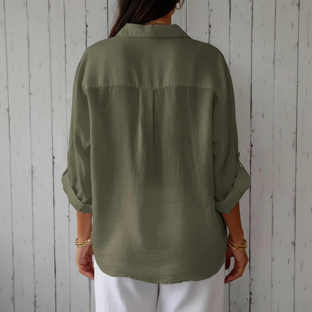 Stylish Women Blouse With V Neckline And Bow