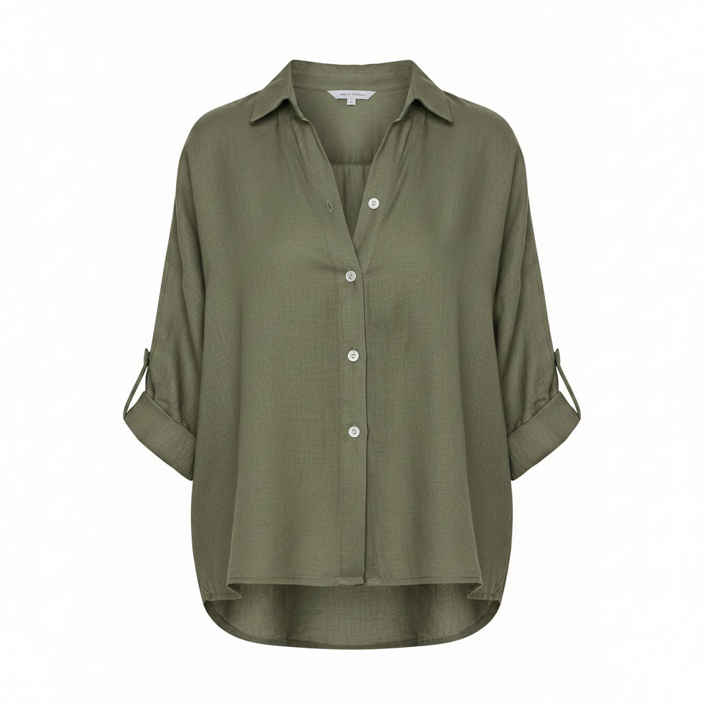 Stylish Women Blouse With V Neckline And Bow