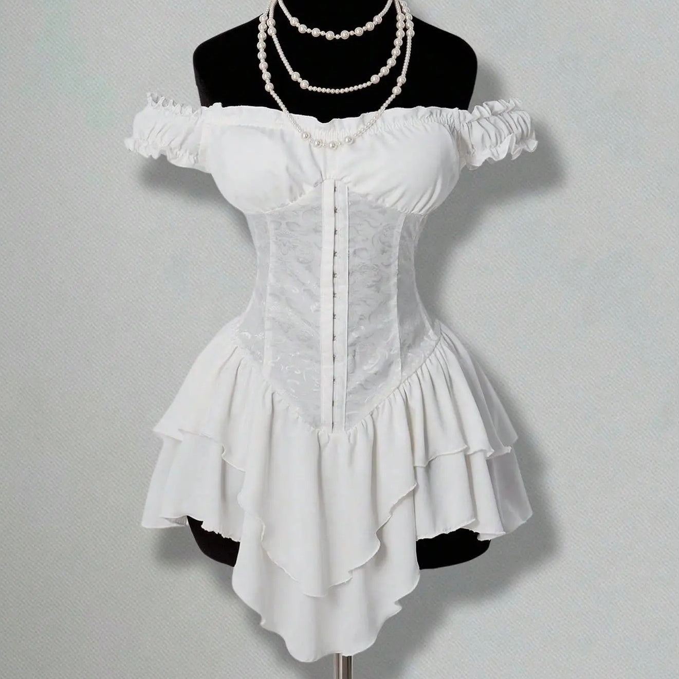 Esther Off-Shoulder Corset Ruffle Mini Dress