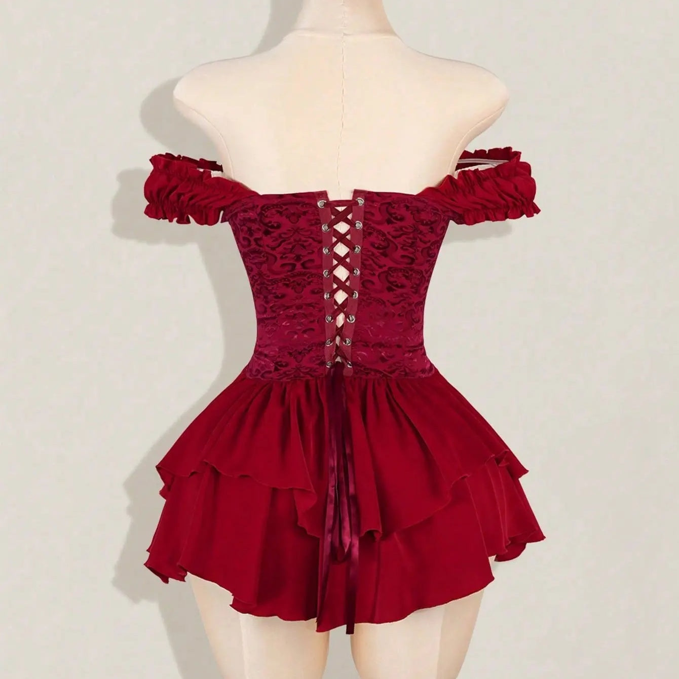 Esther Off-Shoulder Corset Ruffle Mini Dress