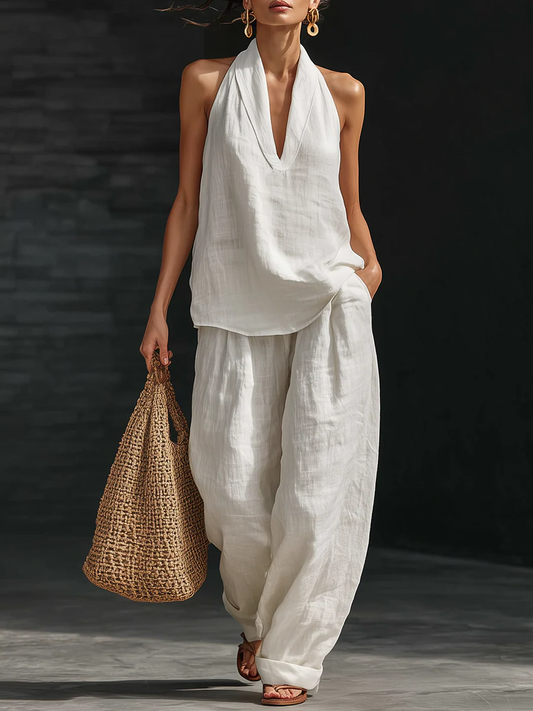 Zoe | Sleeveless Set with Wide-Cut Pants