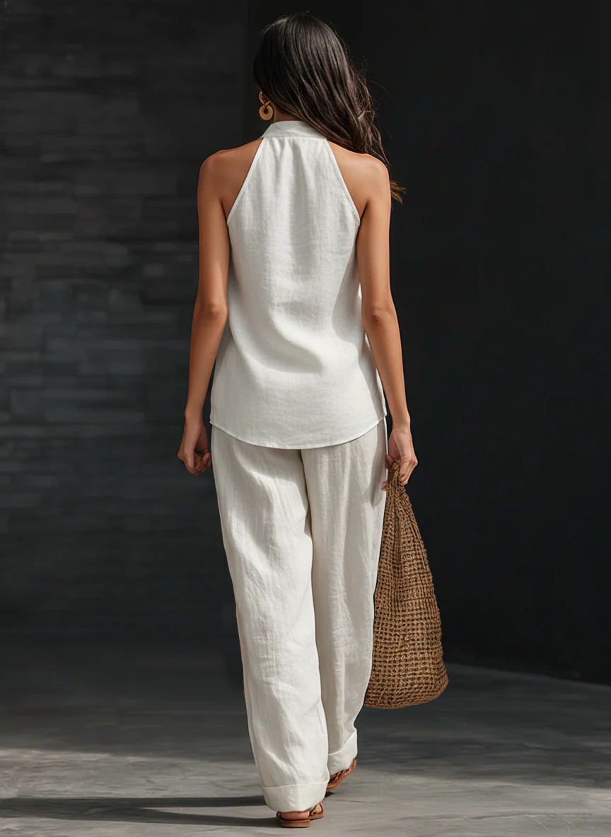 Zoe | Sleeveless Set with Wide-Cut Pants