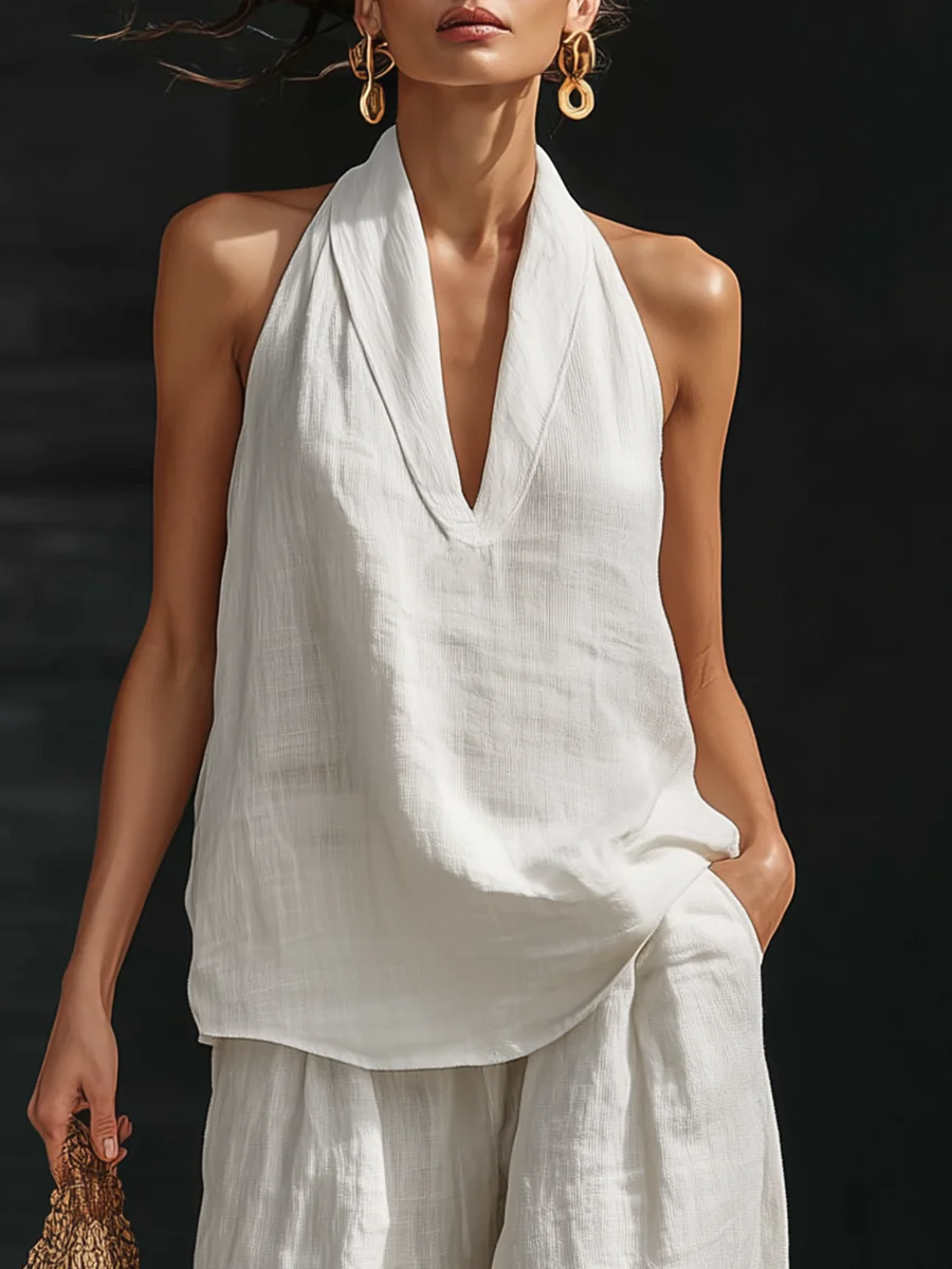 Zoe | Sleeveless Set with Wide-Cut Pants